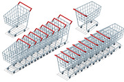 Isometric Supermarket Cart Set and, a Transportation Illustration by Golden Sikorka (Thumbnail 1 of 3)