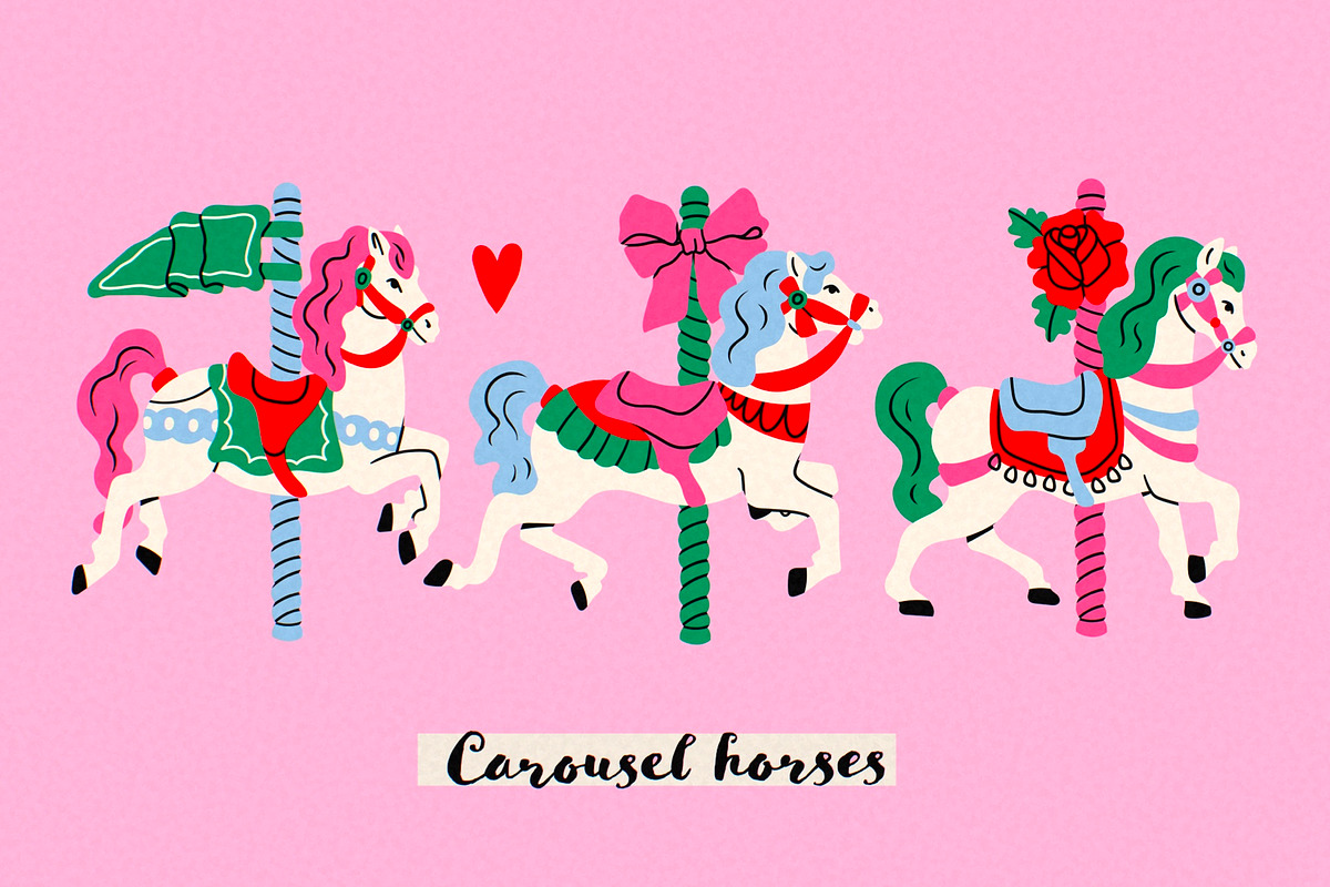 Carousel horses, an Animal Illustration by Twisted Tail (Photo 4 of 6)