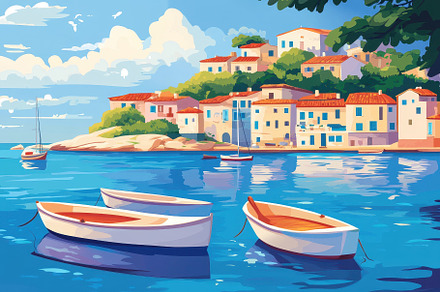 Beautiful Coastal Village With Boats, a Photo by Tanuart