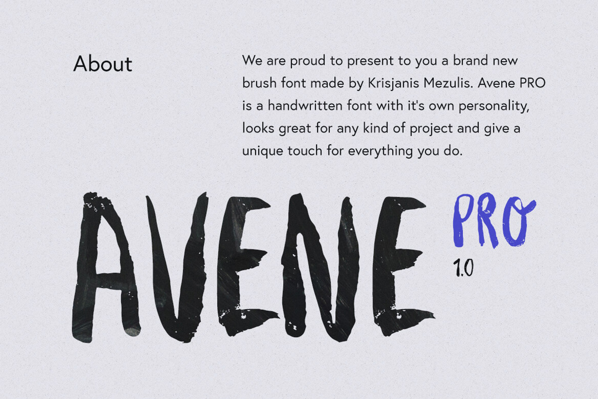 Avene PRO Brush Font preview 4