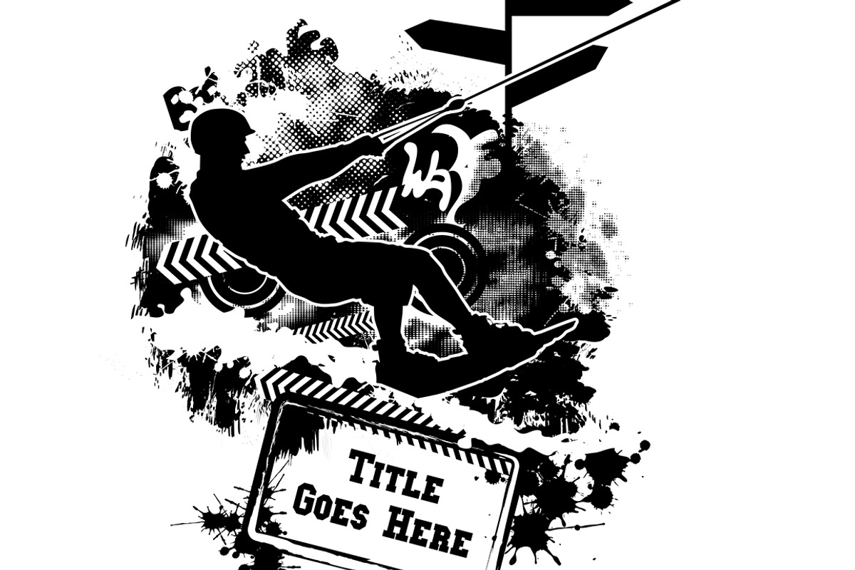 Wakeboarding Monochrome Background, an Illustration by Shocky Design Studio