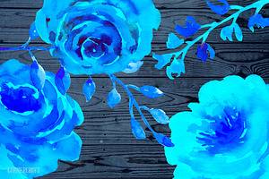 Blue Rose Clip Art Watercolor Rose