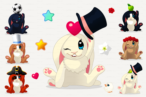 Vector Funny Bunnys Set