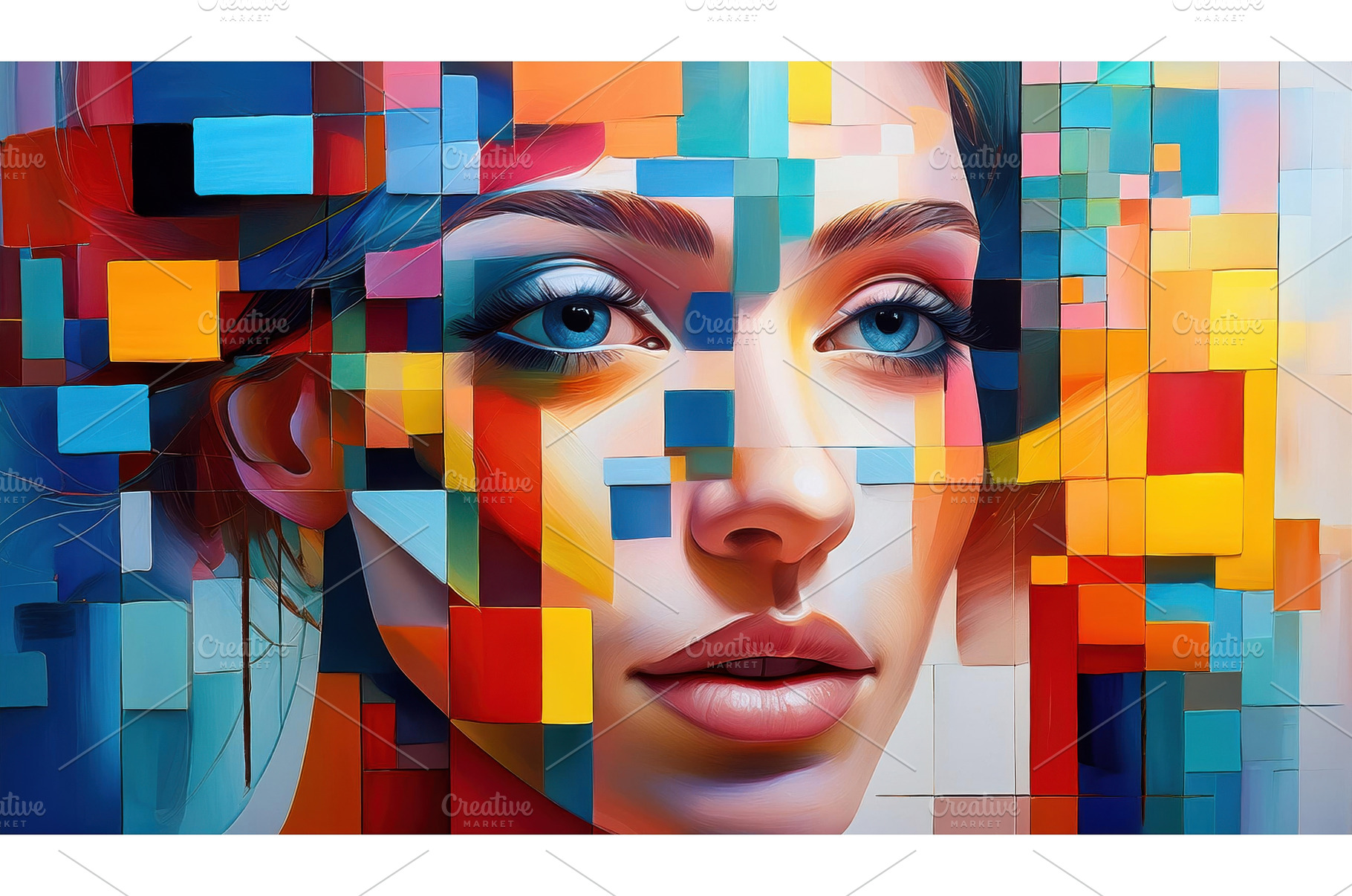 Cubist-inspired colorful portrait of, an Arts & Entertainment Photo by Igor Tichonow