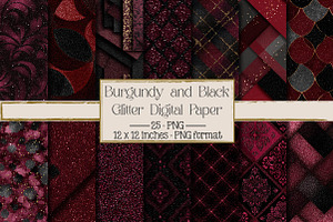 Burgundy and Black Glitter Digital, a Texture Illustration by DreamPrint404
