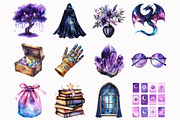 Watercolor Magic Witch Clipart, an Illustration by Design Market (Thumbnail 2 of 4)