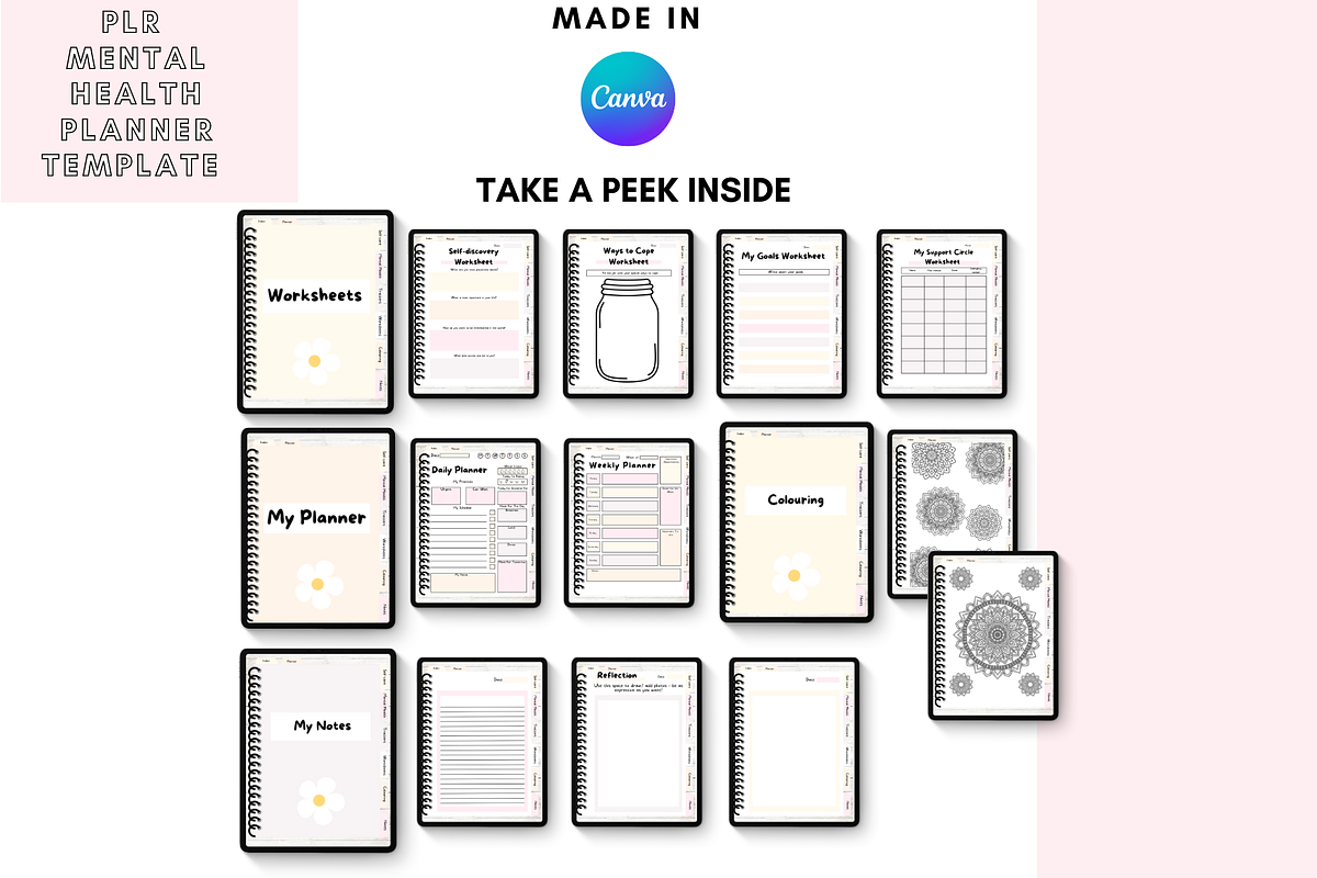 Canva Mental Health Planner, a Stationery Template by DigitalbossCreations (Photo 4 of 7)