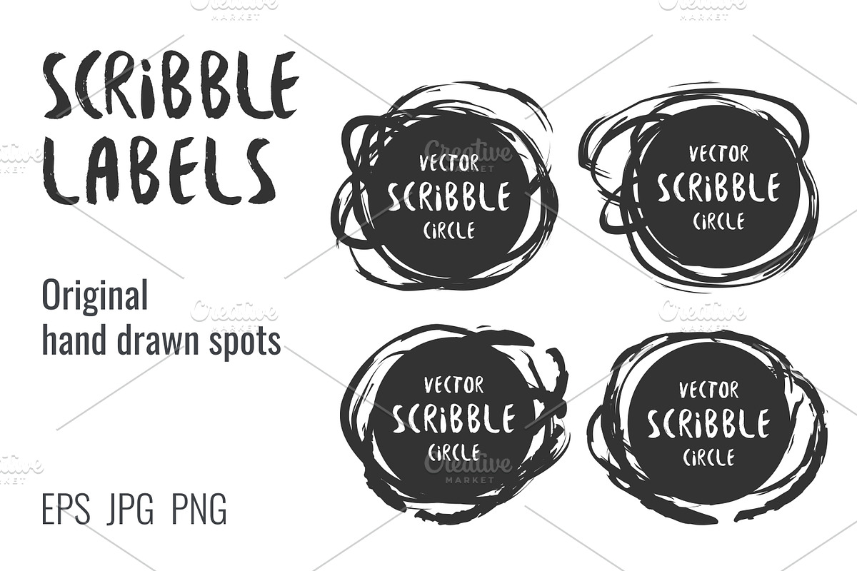 Scribble hand drawn labels, a Decorative Illustration by Primula`s shop (Photo 2 of 2)