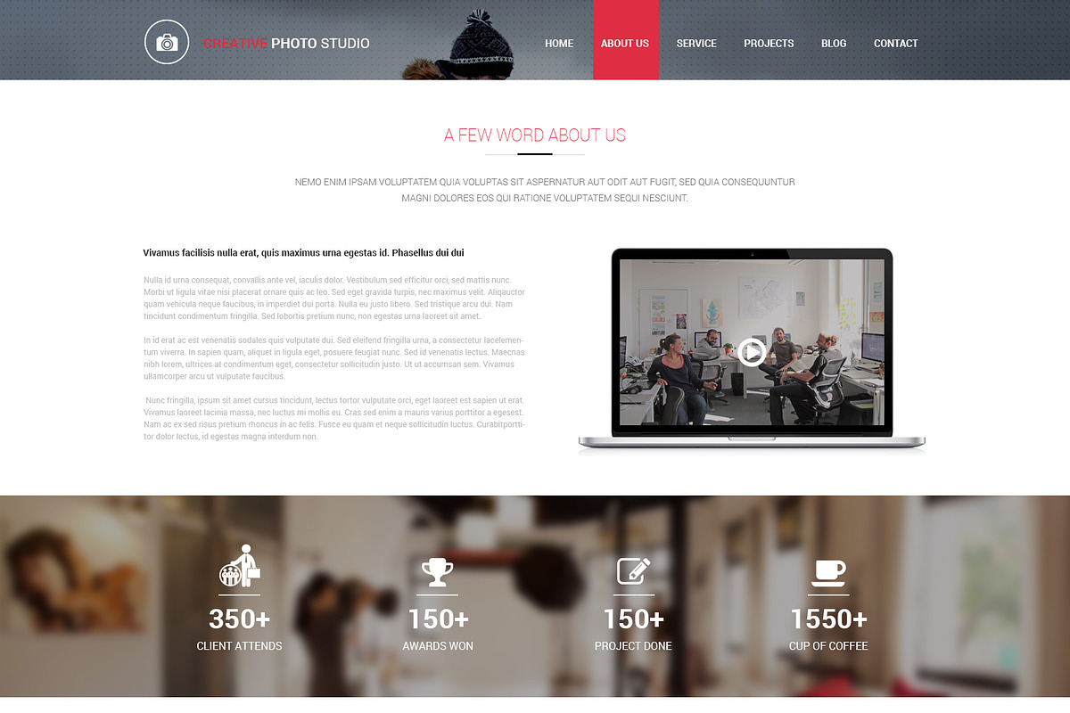 Photo Studio PSD Website Template, a Landing Page Template by WebbyTemplates (Photo 3 of 8)