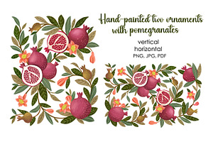 Two patterns with pomegranates