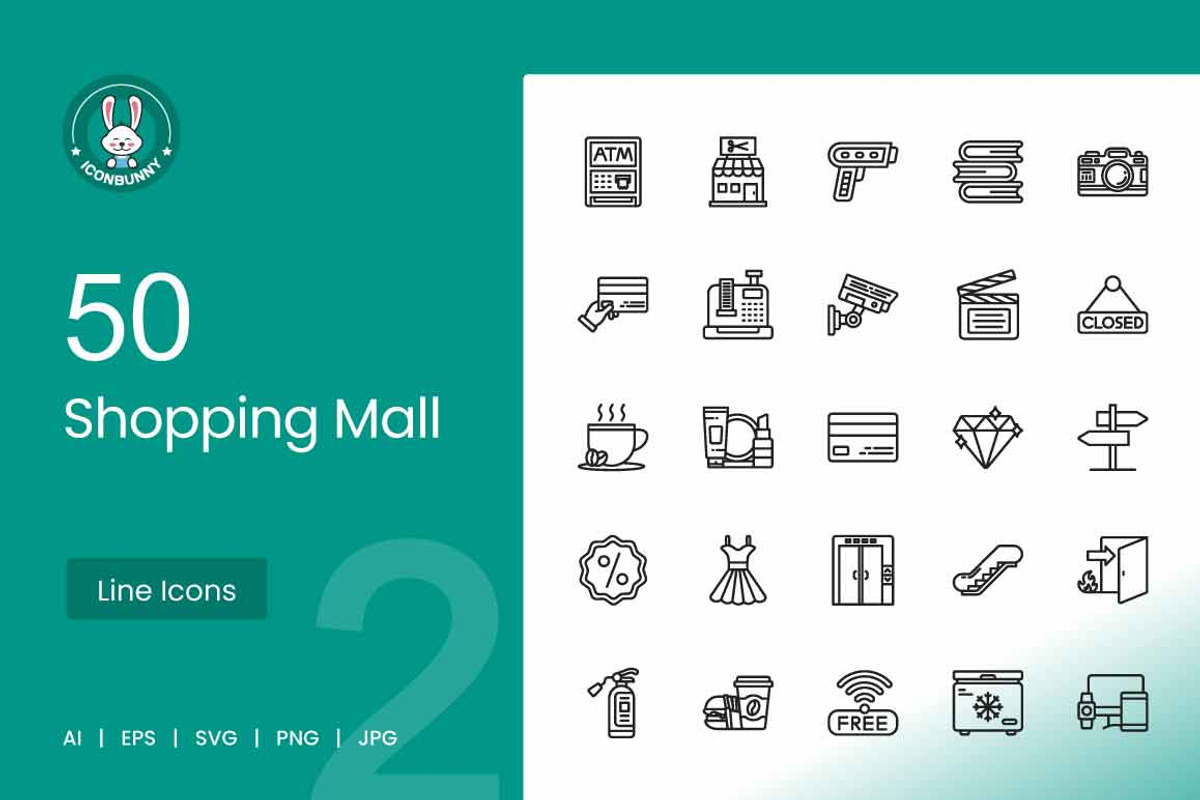 Shopping Mall Line Icons, an Icon by IconBunny (Photo 1 of 2)