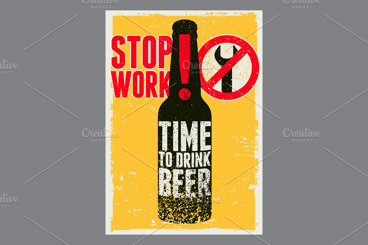 Beer time bottle vector poster set., a Food Illustration by PoPaShop (Photo 6 of 10)