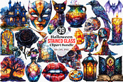 Halloween Stained Glass Clipart, an Illustration by Canvas Craft (Thumbnail 1 of 8)