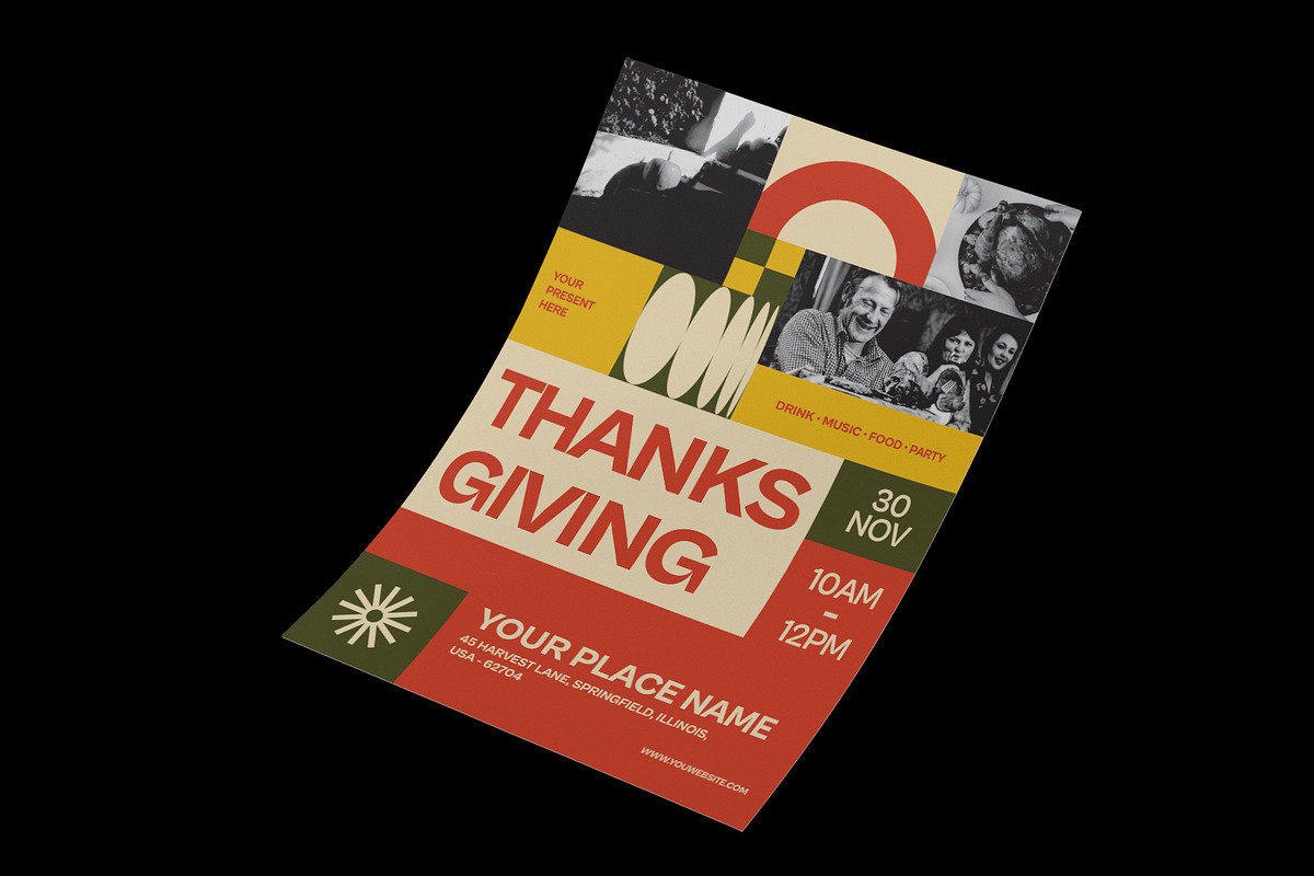 Thanksgiving Retro Vibes Flyer preview 2
