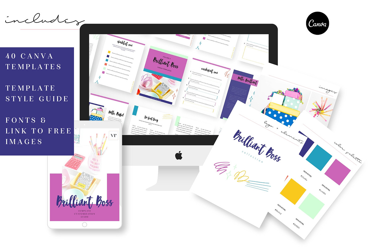 Canva Workbook Bundle Brilliant Boss, a Magazine Template by VanessaRyan.co (Photo 1 of 6)