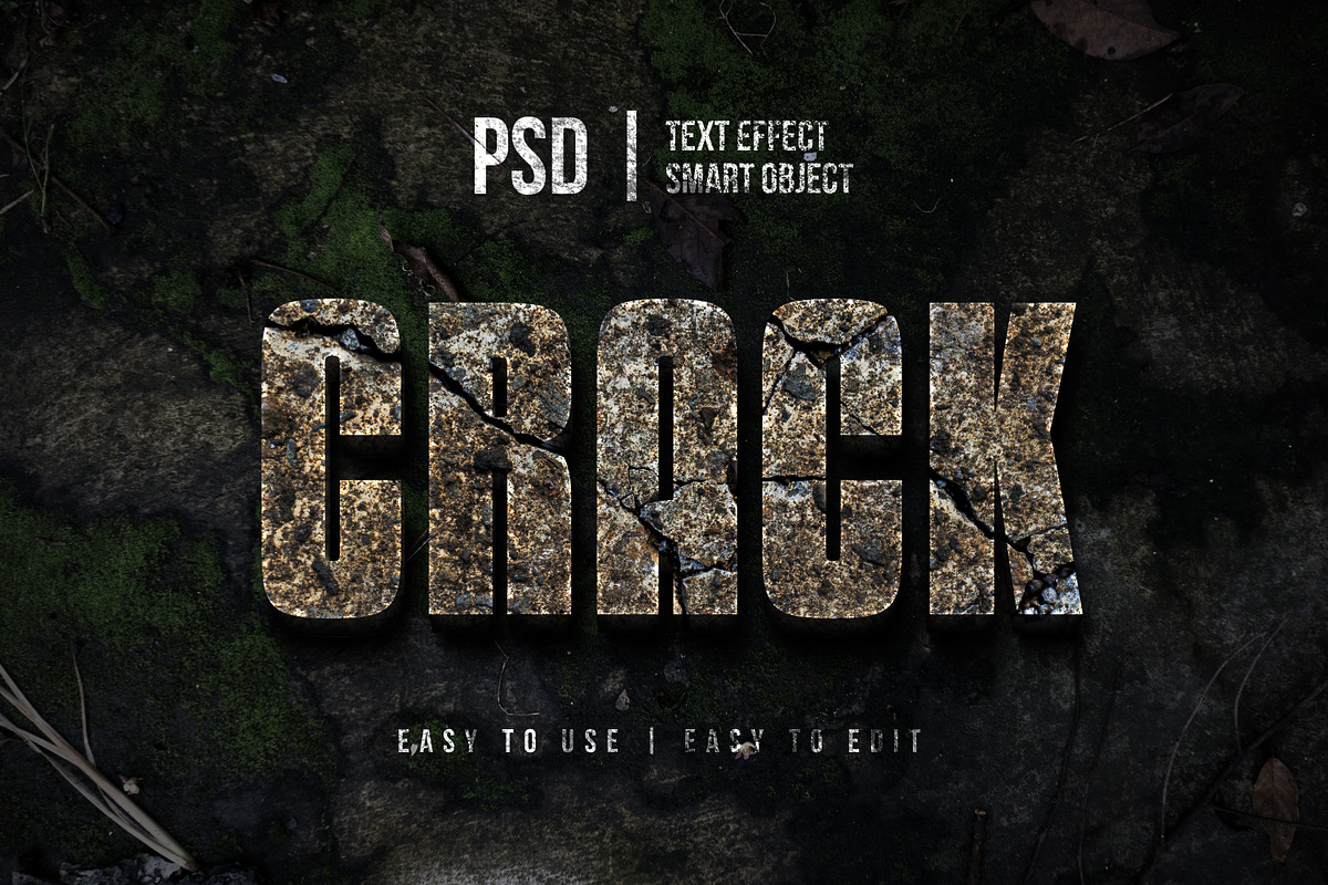 cracked 3d text effect with concrete, a Layer Style Add-On by yokbisayok