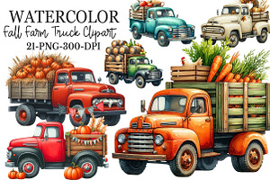 Watercolor Fall Farm Truck Clipart, an Illustration by Rose Art