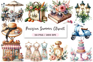 Parisian Summer Clipart, an Illustration by DreamArtGraphic