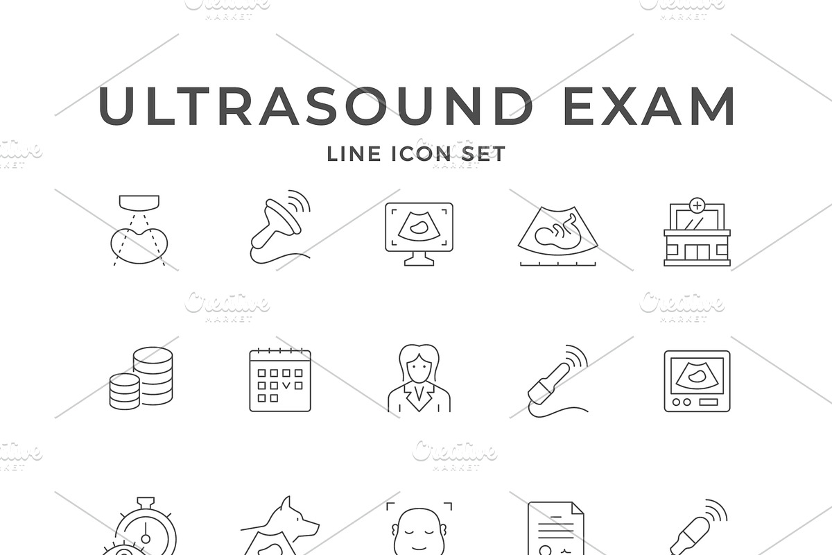Set icons of ultrasound examination, an Outline Icon by motorama (Photo 1 of 2)