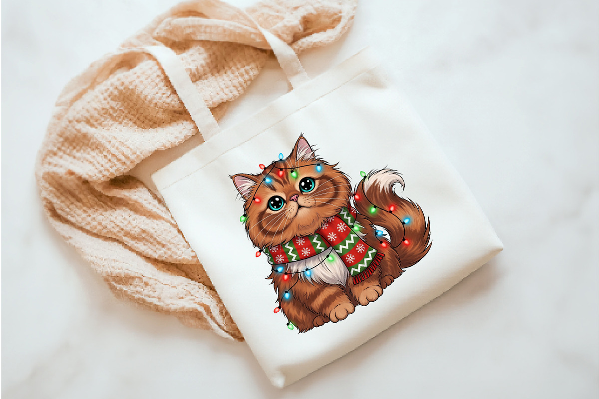 Cat Christmas Lights PNG, Spooky png, an Illustration by Watercolor design (Photo 3 of 3)