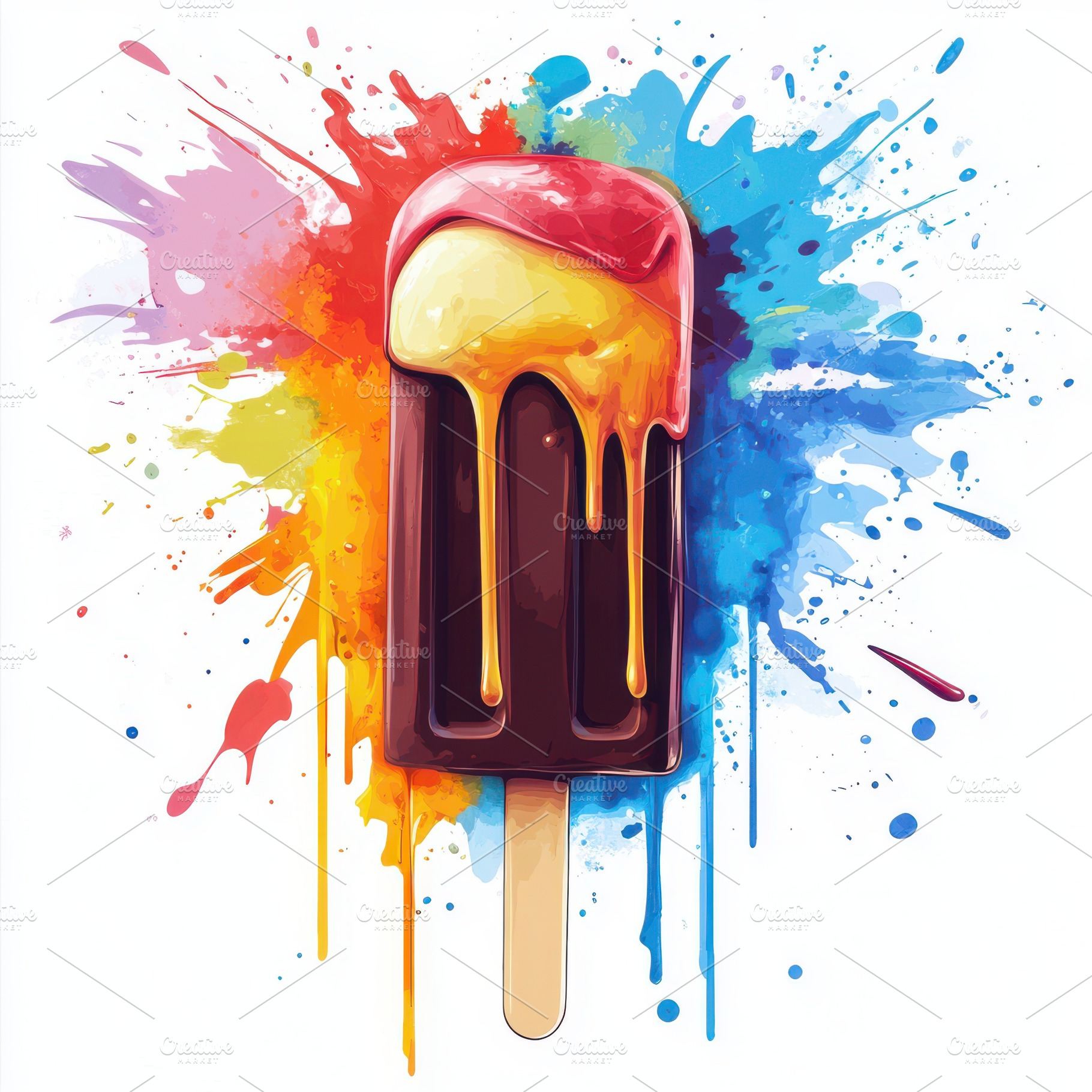 Chocolate ice cream popsicle with dr, a Food & Drink Photo by Pixeness Studio