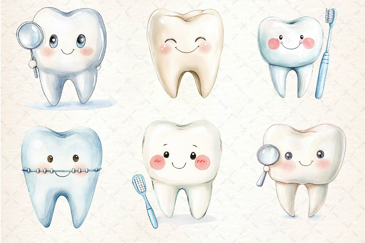 Watercolor Dentist Tooth Clipart, an Illustration by Dream Creation (Photo 4 of 5)