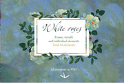 White roses. Hand painted floral set, a Pattern Graphic by olly87 (Thumbnail 2 of 5)