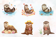 Happy Otters & Starfish Beach Clipar, an Illustration by RobertsArt (Thumbnail 6 of 7)