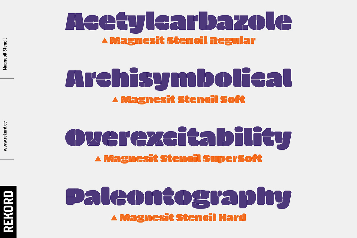 Magnesit Stencil Display Fonts, a Sans Serif Font by REKORD (Photo 2 of 14)