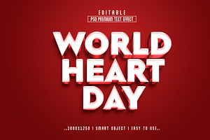 World Heart Day 3D Editable Text, a Layer Style Add-On by Md Jahidul99