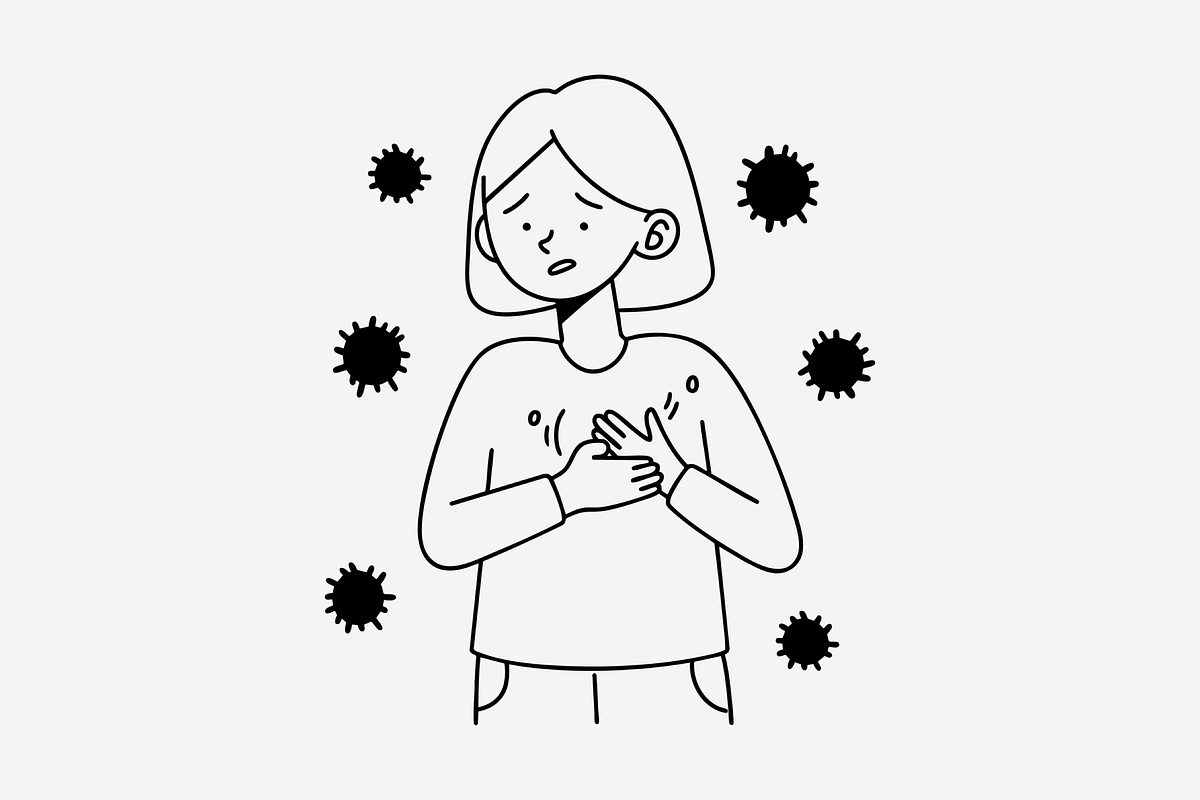 Woman with Heart Pain Doodle Illustr, a Person Illustration by Danil Polshin