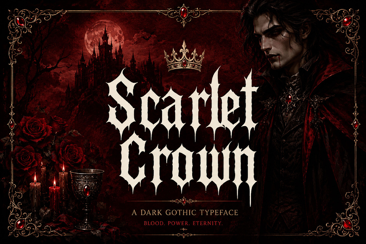 Scarlet Crown, a Blackletter Font by Wow Magic (Photo 3 of 6)