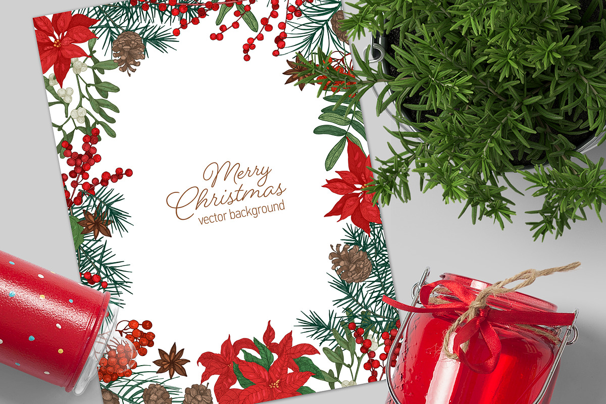 Floral christmas framed cards, a Decorative Illustration by Good Studio (Photo 16 of 19)