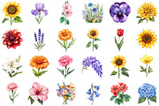 Garden Flowers Watercolour Clip Art, an Illustration by Sublimation Artist (Thumbnail 2 of 6)