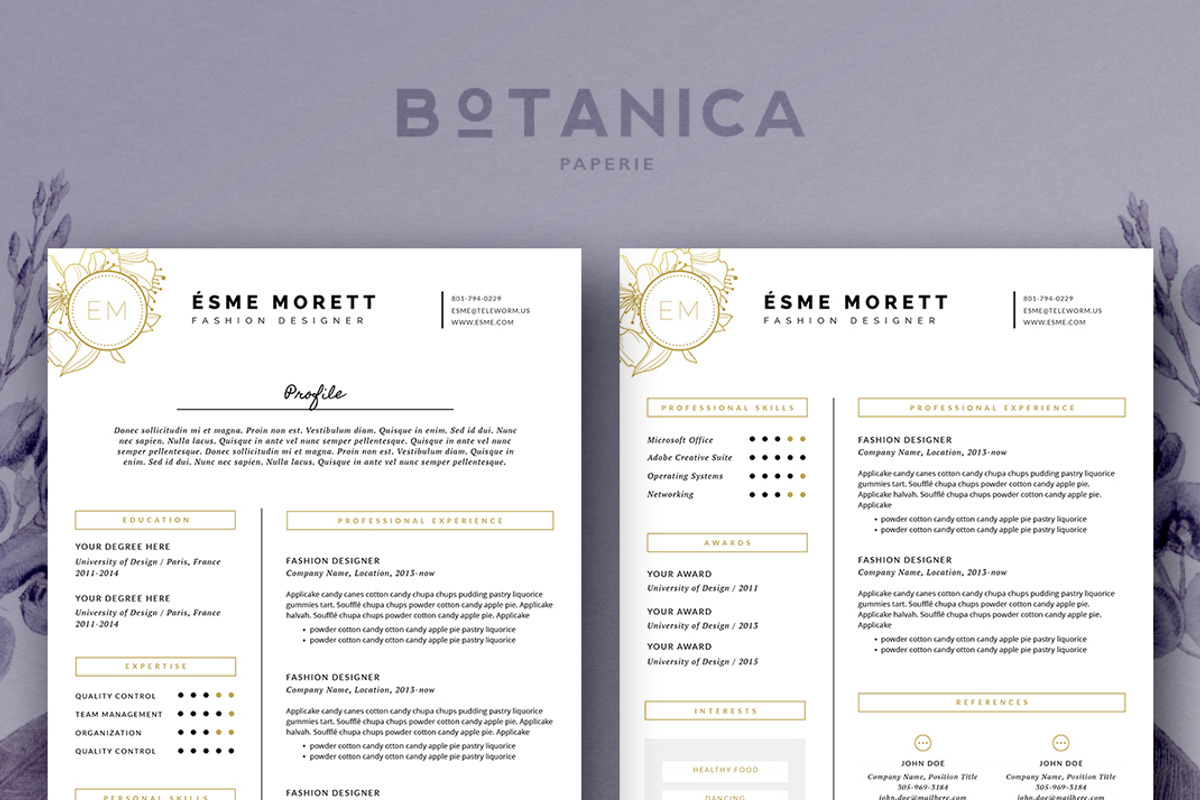 Feminine Resume Template, a Resume Template by Botanica Paperie (Photo 2 of 4)