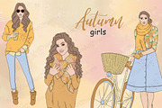 Autumn Girls Clipart, a Person Illustration by GlamArtZhanna (Thumbnail 1 of 4)