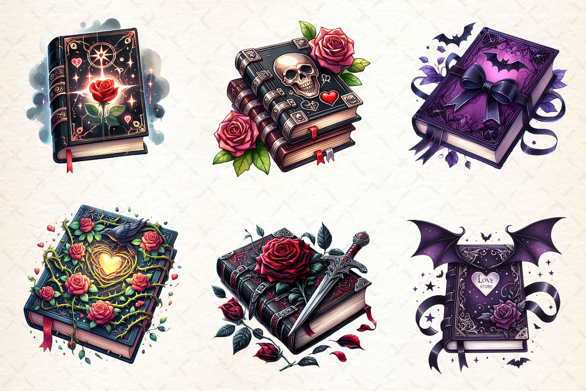 Gothic Valentine's Day Books Clipart, a Work Illustration by Dream Creation (Photo 2 of 5)