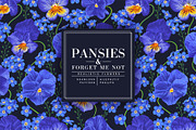 Pansies and Forget-Me-Not Pattern, a Pattern Graphic by MarynaPetrovska (Thumbnail 1 of 12)