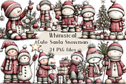 Cute Santa Snowman Christmas Clipart, a Seasonal Illustration by Creative Art (Thumbnail 1 of 7)