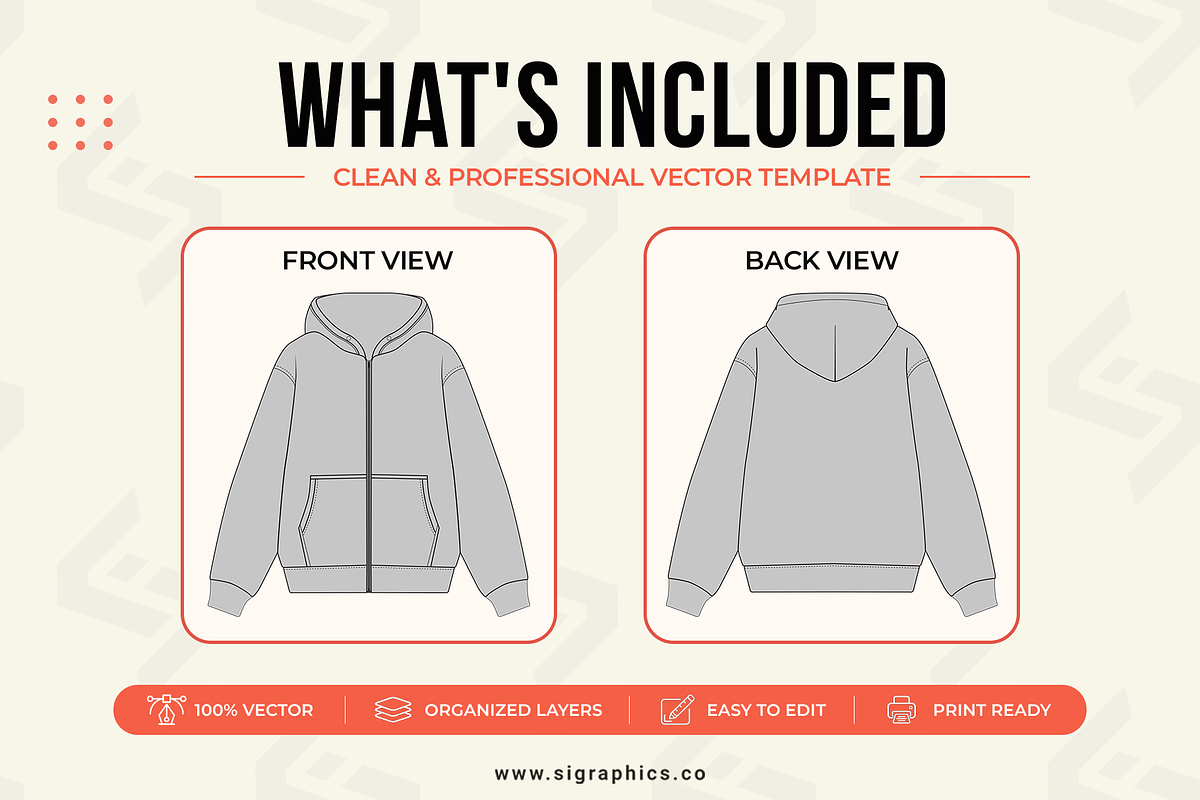 Oversized Zip Hoodie Vector Template, a Hoody Mockup by S.i. Graphics (Photo 2 of 3)