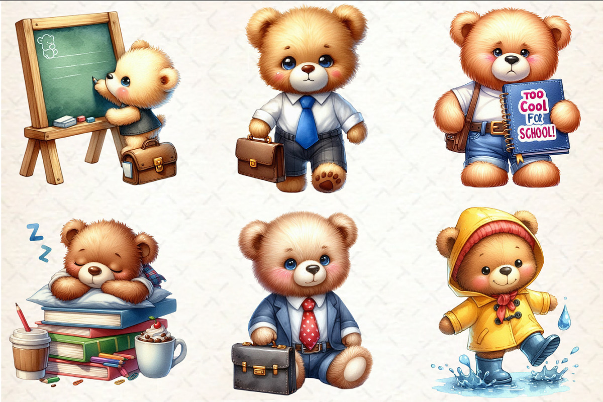 Back To School Teddy Bear Clipart, a Seasonal Illustration by Rose Art (Photo 3 of 4)