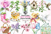 Watercolor Spring Clipart Bundle, an Illustration by Canvas Craft (Thumbnail 1 of 3)