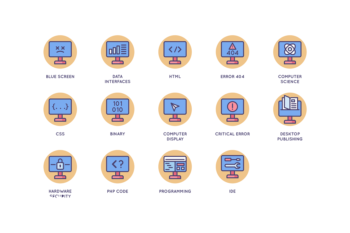 Computer Science & Programming Icons, an Outline Icon by Flat Icons