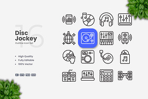Disc Jockey Outline Icons, an Outline Icon by Upnowgraphic