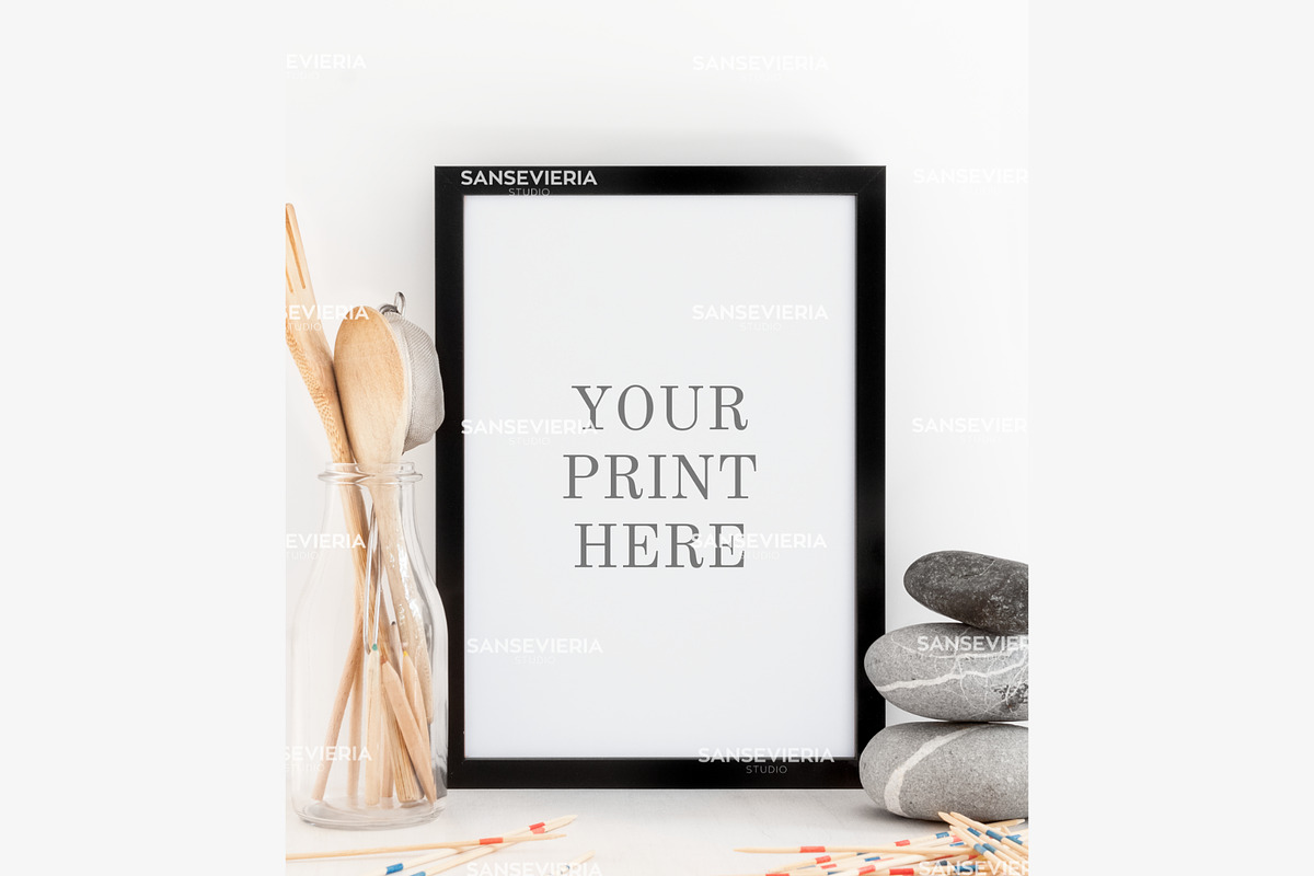 A4 Print mock up black frame A5 A3, a Print Template by Grace White (Photo 1 of 4)