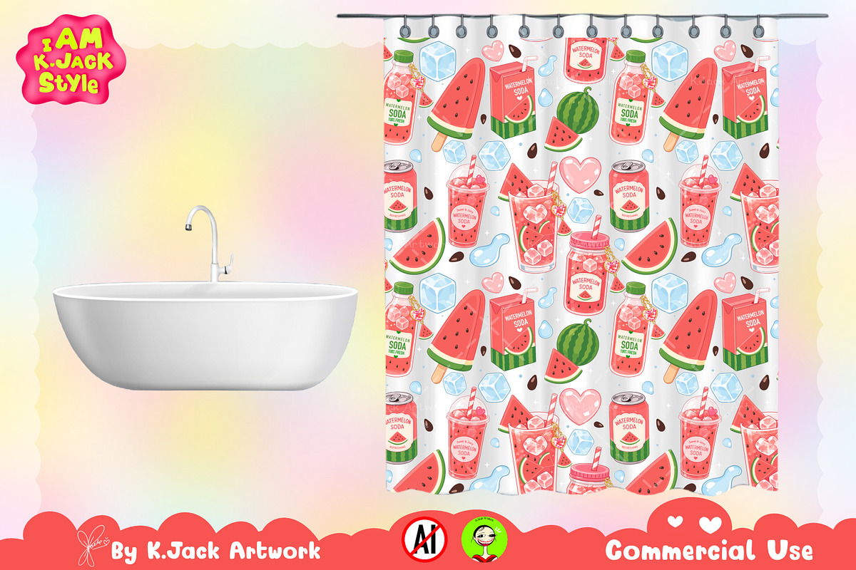 Cute Watermelon Soda Drink Seamless, a Background Graphic by K.JackArtwork (Photo 7 of 8)