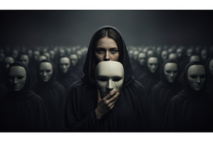 Hooded woman holding a cracked white, a Person Photo by Igor Tichonow