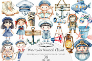 Watercolor Nautical Clipart, an Illustration by Design Market (Thumbnail 1 of 4)