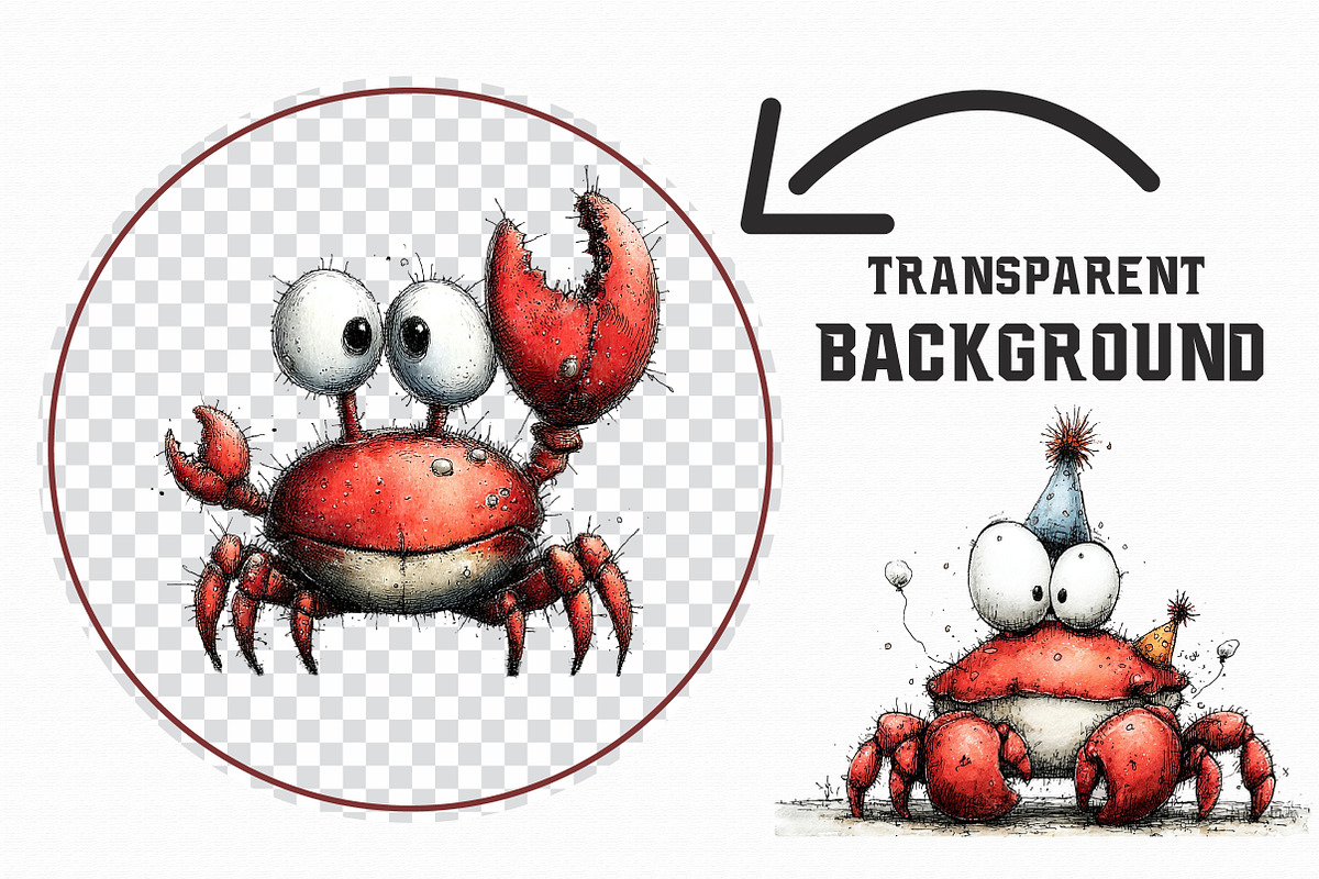Quirky Funny Crab Clipart, an Illustration by Libby Wishes (Photo 4 of 6)