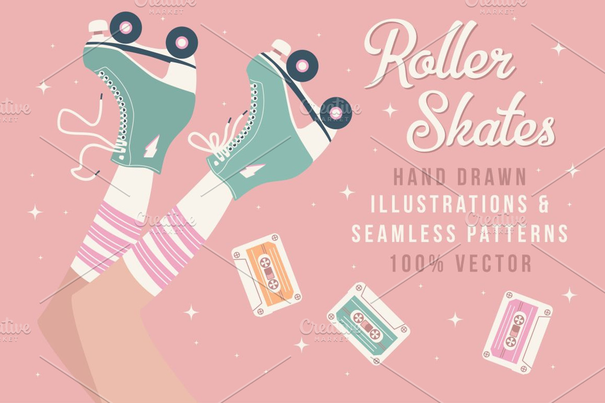 Roller Skates Illustrations, a Pattern Graphic by Blue Lela Design (Photo 1 of 6)